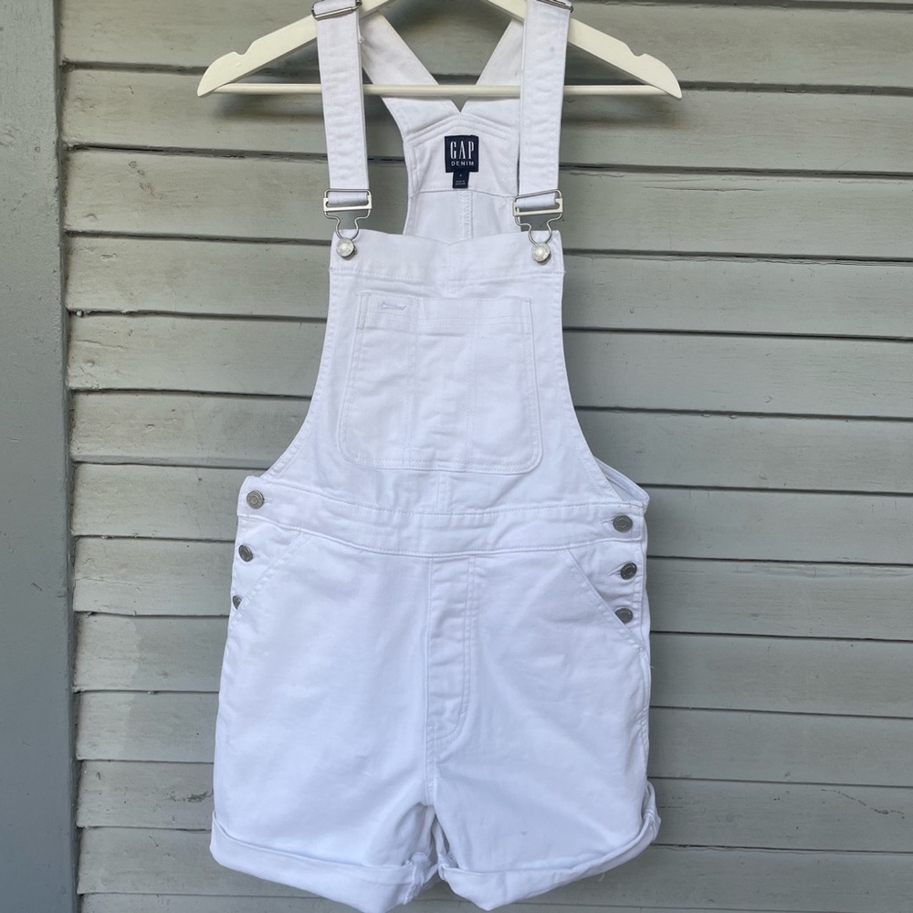 Gap White Denim Overalls